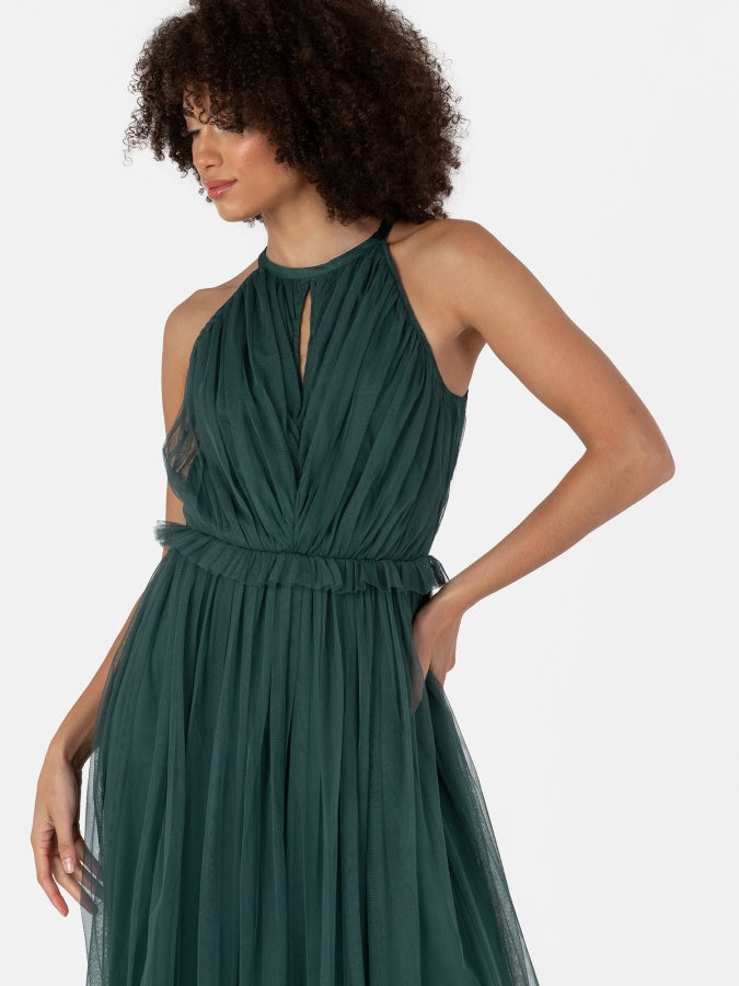 Anaya With Love Recycled Emerald Green Keyhole Halter Neck Maxi Dress