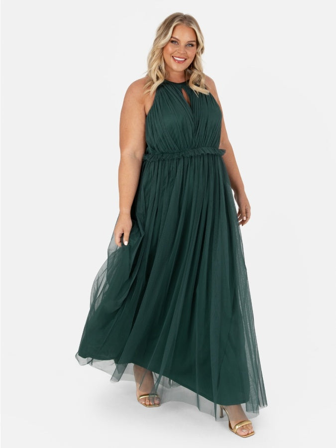Anaya With Love Recycled Emerald Green Keyhole Halter Neck Maxi Dress