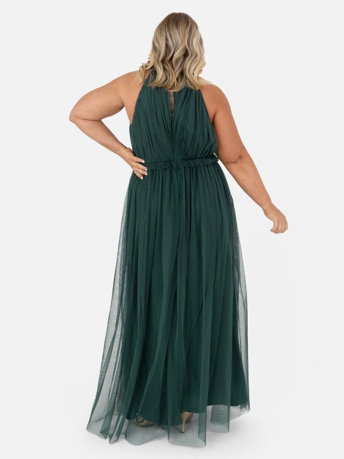 Anaya With Love Recycled Emerald Green Keyhole Halter Neck Maxi Dress