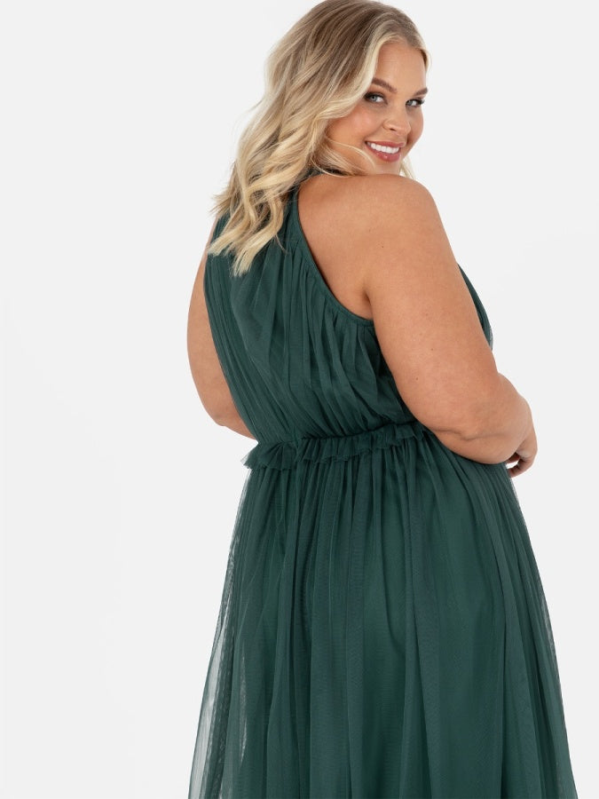 Anaya With Love Recycled Emerald Green Keyhole Halter Neck Maxi Dress