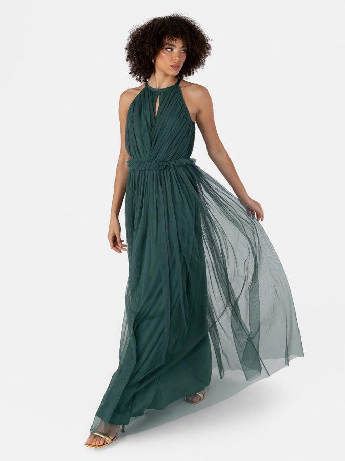 Anaya With Love Recycled Emerald Green Keyhole Halter Neck Maxi Dress