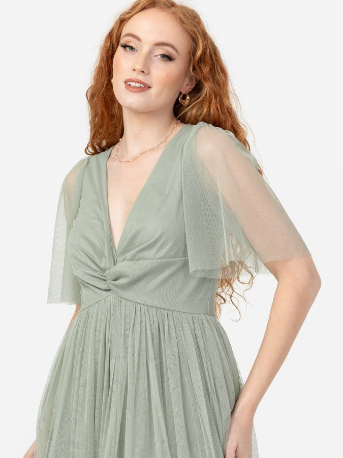 Anaya With Love Recycled Frosty Green Twist Detail Maxi Dress