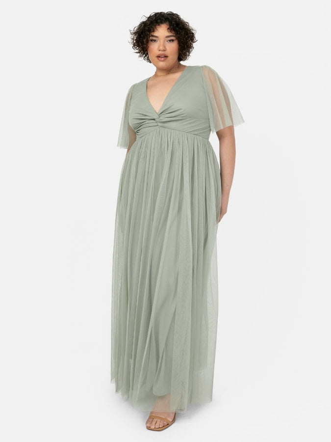 Anaya With Love Recycled Frosty Green Twist Detail Maxi Dress