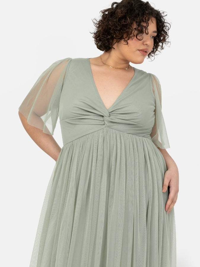 Anaya With Love Recycled Frosty Green Twist Detail Maxi Dress
