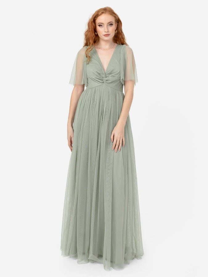 Anaya With Love Recycled Frosty Green Twist Detail Maxi Dress