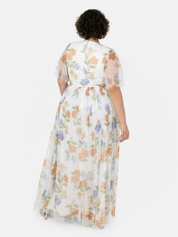 Anaya With Love Recycled Floral Ivory Twist Detail Maxi Dress