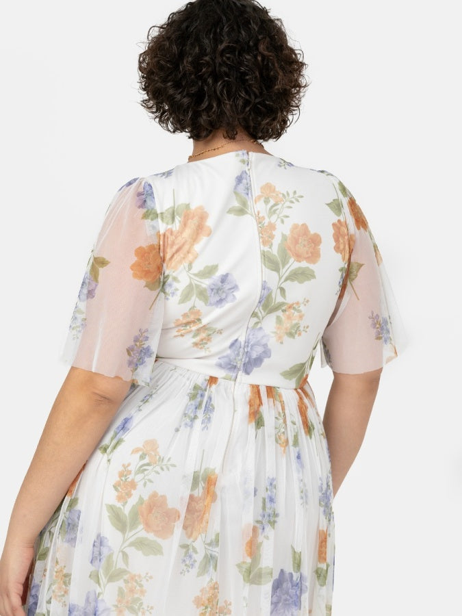 Anaya With Love Recycled Floral Ivory Twist Detail Maxi Dress