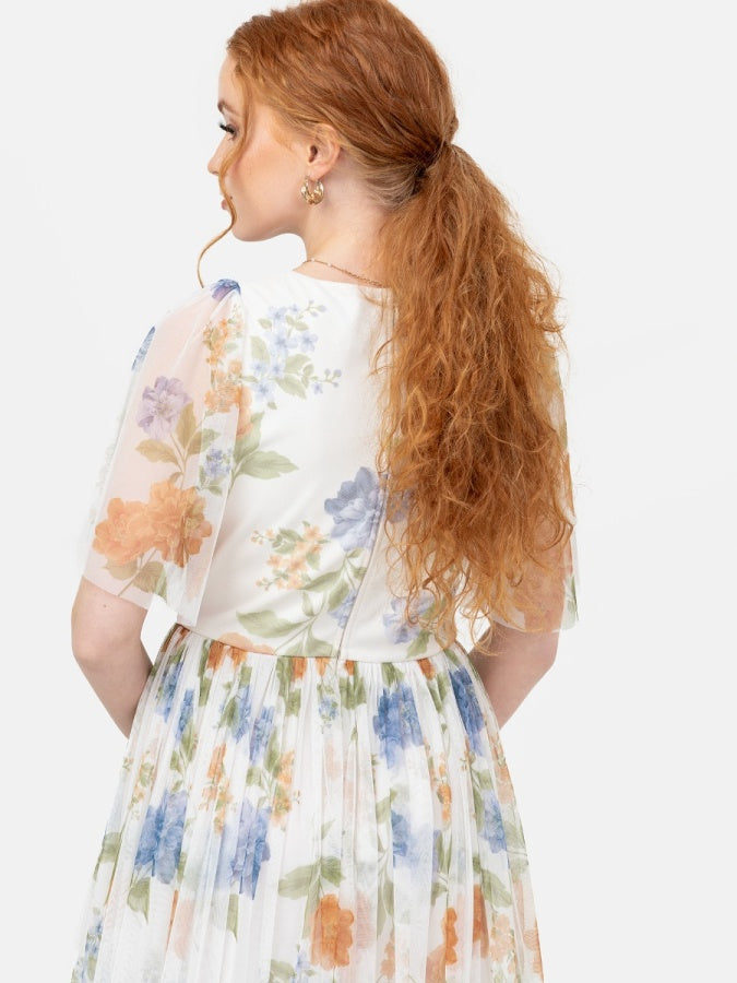 Anaya With Love Recycled Floral Ivory Twist Detail Maxi Dress