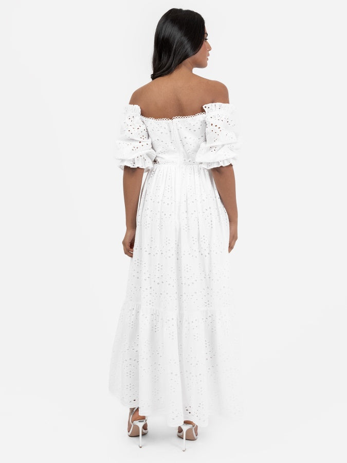 Maya White Broderie Cut Out Midaxi Dress