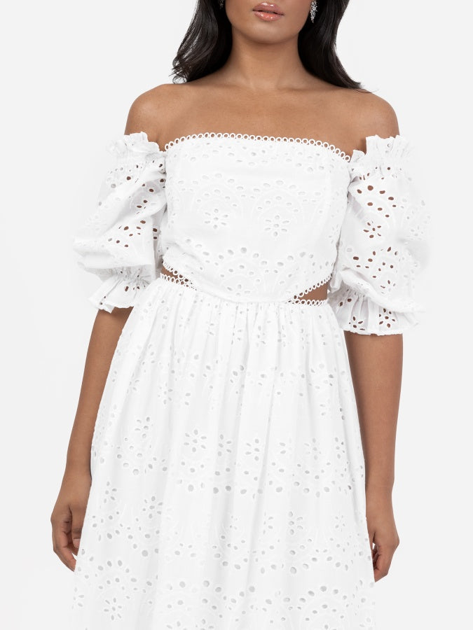 Maya White Broderie Cut Out Midaxi Dress