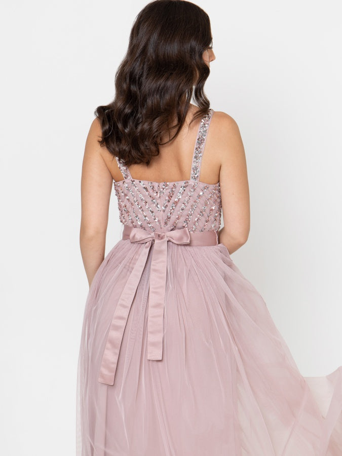 Maya Frosted Pink Sleeveless Stripe Embellished Maxi Dress