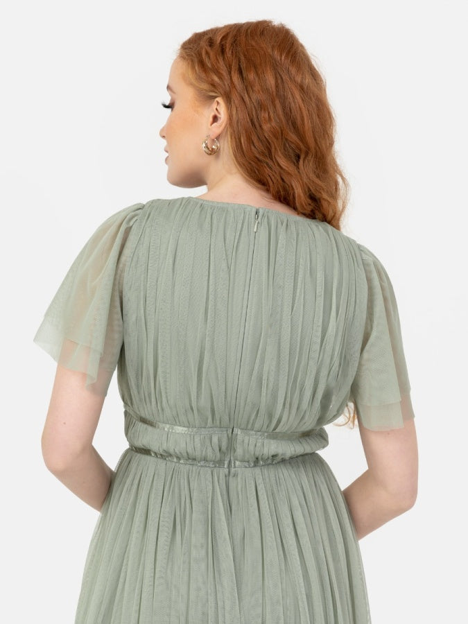 Anaya With Love Recycled Frosty Green Ribbon Detail Midi Dress
