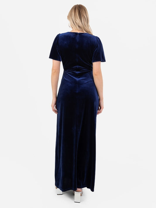 Maya Velvet Navy Faux Wrap Maxi Dress