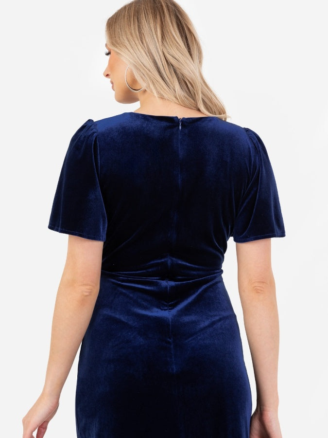 Maya Velvet Navy Faux Wrap Maxi Dress