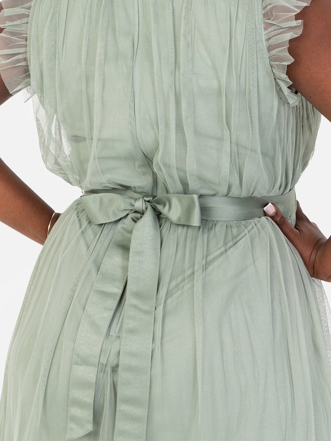 Anaya With Love Frosty Green Satin Sash Belt