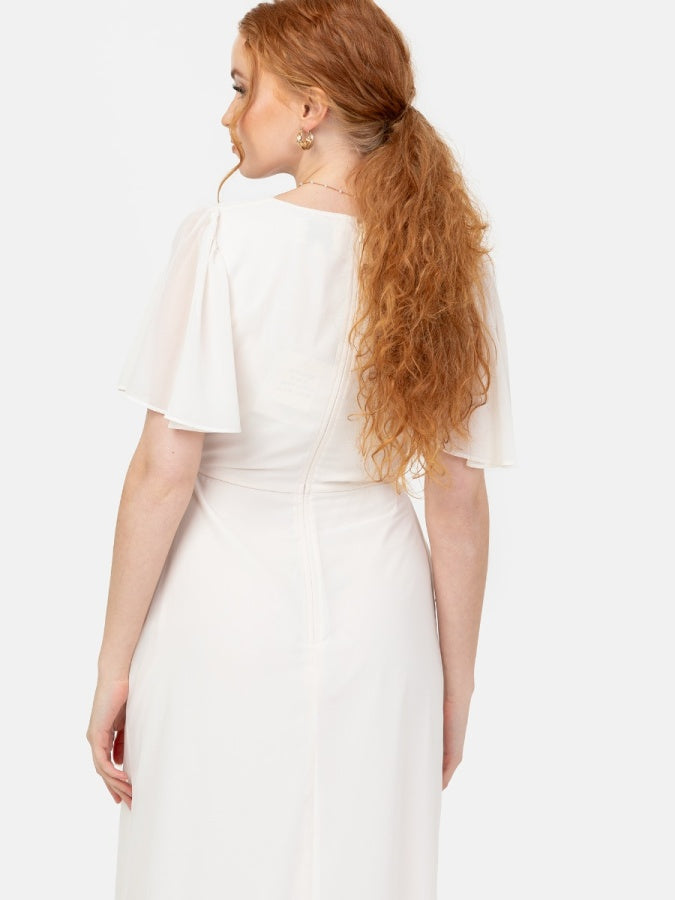 Anaya With Love Recycled Ivory Faux Wrap Ruffle Maxi Dress