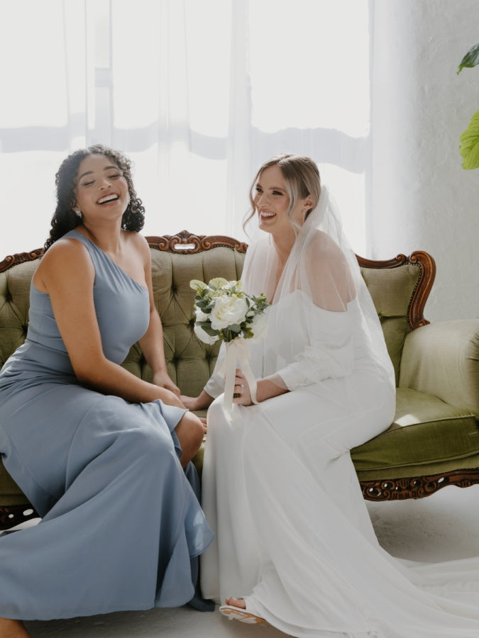 Anaya With Love Recycled Soft Blue One Shoulder Waterfall Ruffle Maxi Dress