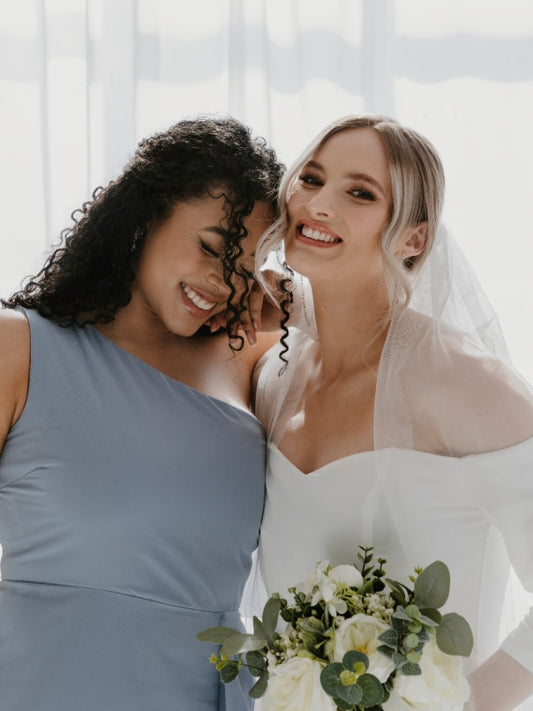 Anaya With Love Recycled Soft Blue One Shoulder Waterfall Ruffle Maxi Dress