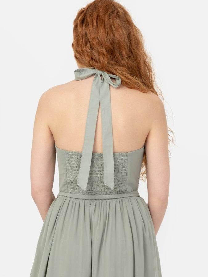 Anaya With Love Recycled Frosty Green Self-Tie Halter Neck Maxi Dress