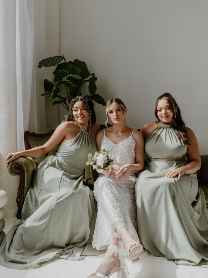 Anaya With Love Recycled Frosty Green Self-Tie Halter Neck Maxi Dress