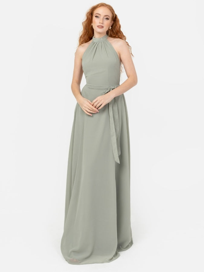 Anaya With Love Recycled Frosty Green Self-Tie Halter Neck Maxi Dress