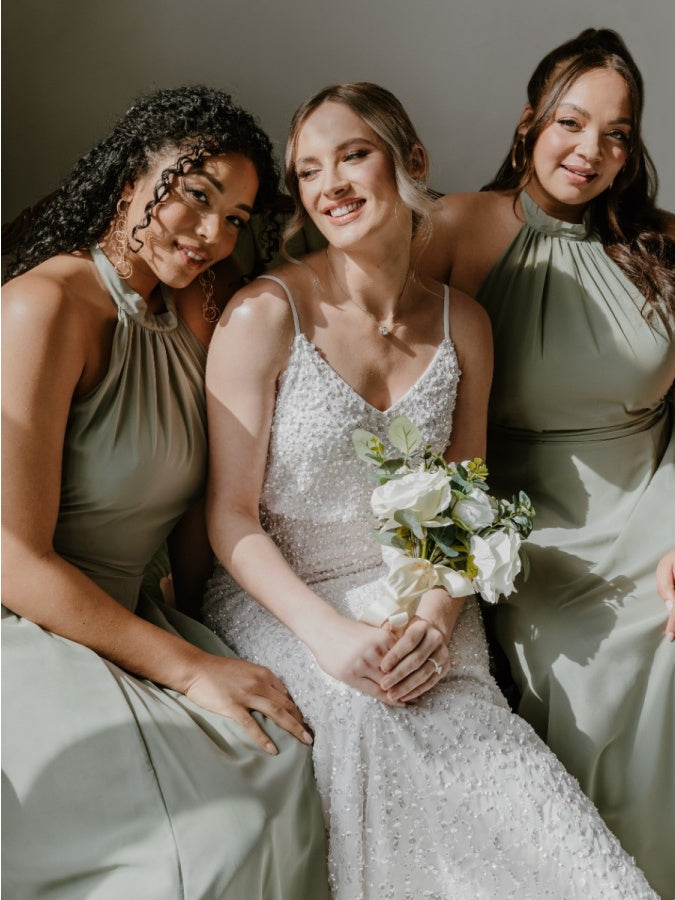 Anaya With Love Recycled Frosty Green Self-Tie Halter Neck Maxi Dress