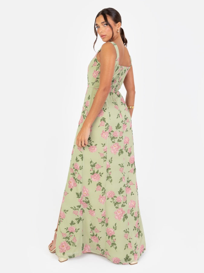 Anaya With Love Recycled Floral Print Strappy Maxi Dress with Skirt Split