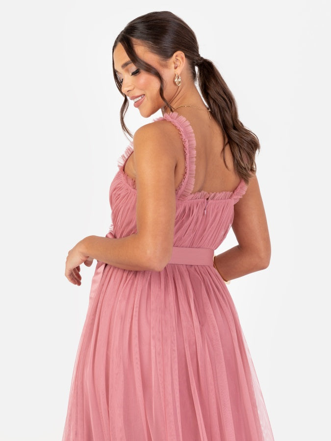 Anaya With Love Recycled Dusty Rose Frill Detail Faux Wrap Strappy Maxi Dress