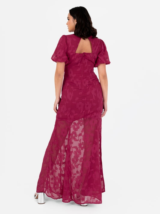 Anaya with Love Pink Floral Jacquard Maxi Dress