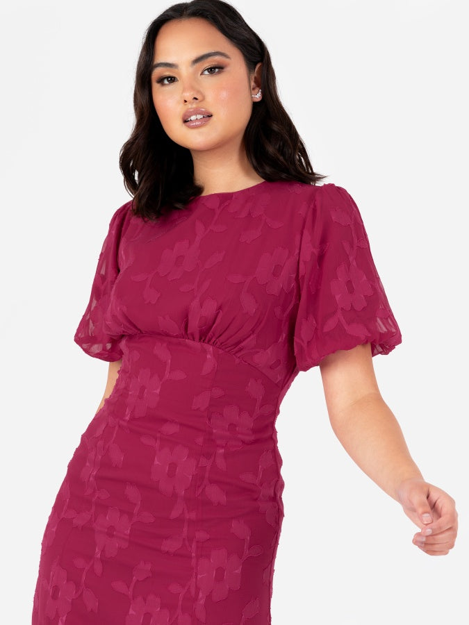 Anaya with Love Pink Floral Jacquard Maxi Dress