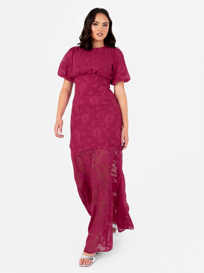 Anaya with Love Pink Floral Jacquard Maxi Dress