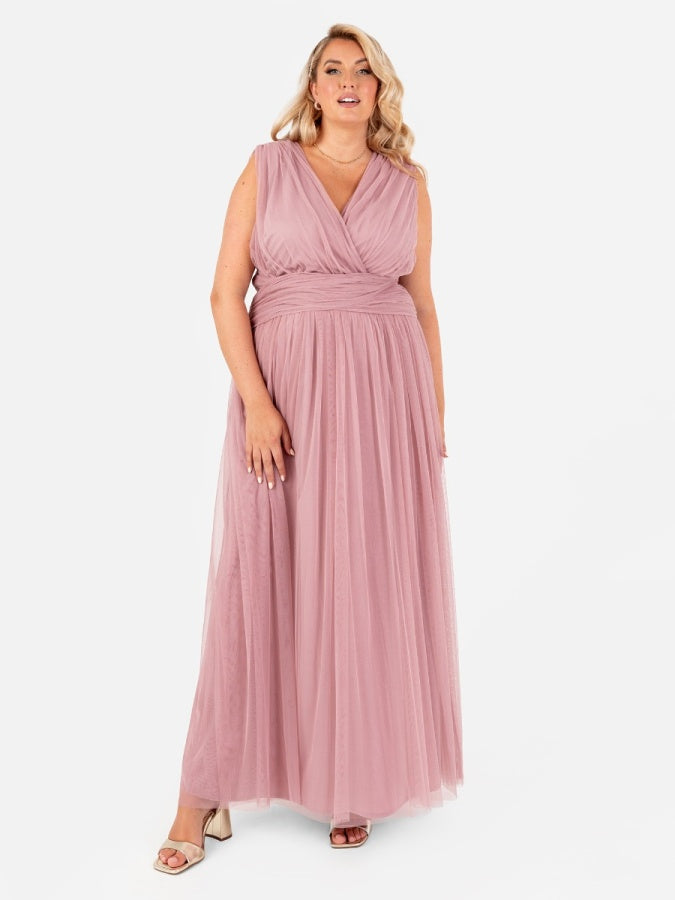 Anaya With Love Recycled Blush Pink Sleeveless V Neck Maxi Dress
