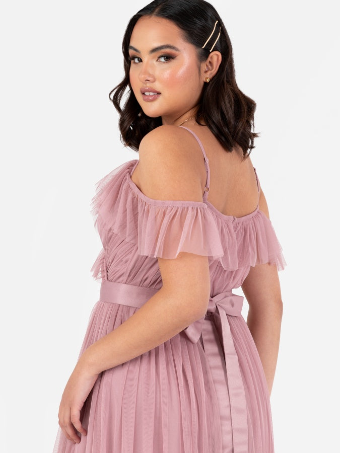 Anaya With Love Recycled Blush Pink Cold Shoulder Maxi Dress with Sash Belt