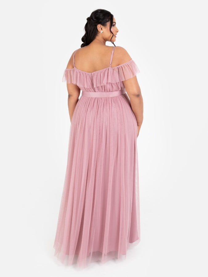 Anaya With Love Recycled Blush Pink Cold Shoulder Maxi Dress with Sash Belt