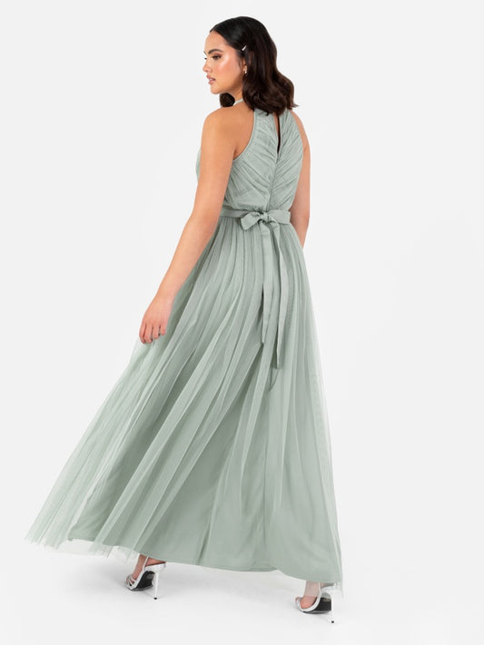 Anaya With Love Recycled Frosty Green Halter Neck Maxi Dress with Sash Belt