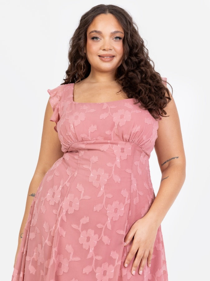 Anaya With Love Recycled Floral Burnout Tie-Back Midi Dress