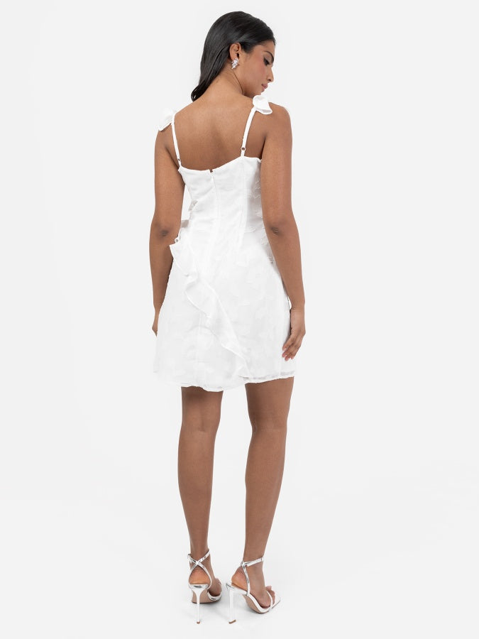 Anaya With Love Recycled White Floral Cami Mini Dress with Ruffle Detail