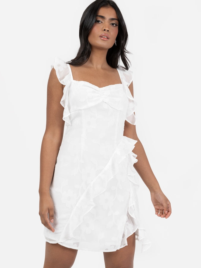 Anaya With Love Recycled White Floral Cami Mini Dress with Ruffle Detail