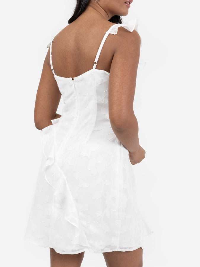 Anaya With Love Recycled White Floral Cami Mini Dress with Ruffle Detail