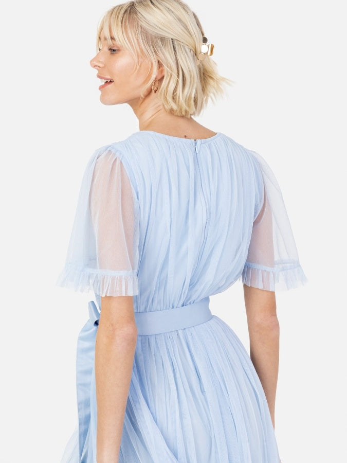 Anaya With Love Recycled Light Blue Faux Wrap Maxi Dress with Sash Belt