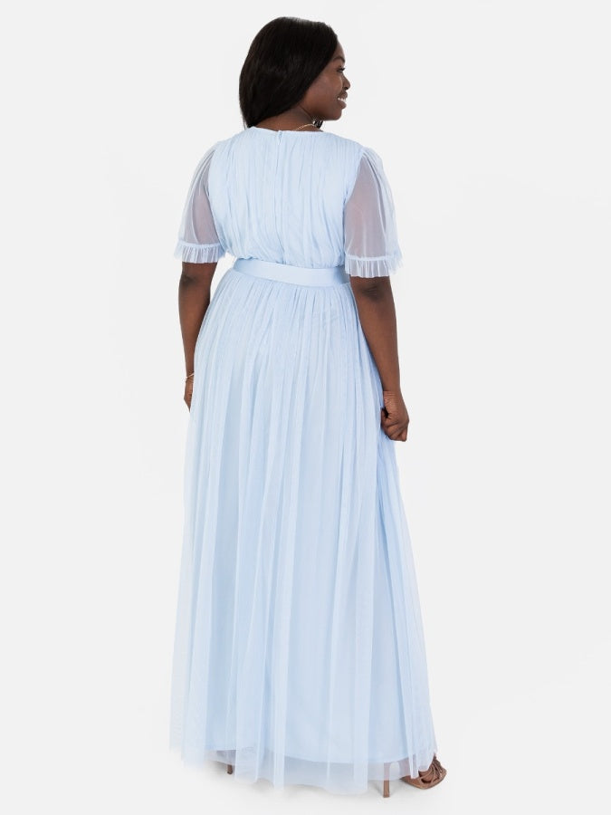 Anaya With Love Recycled Light Blue Faux Wrap Maxi Dress with Sash Belt