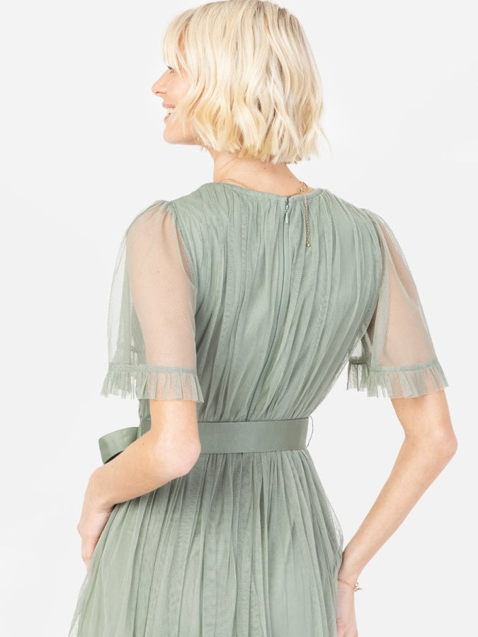 Anaya With Love Recycled Frosty Green Faux Wrap Maxi Dress With Sash Belt