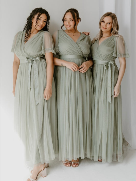 Anaya With Love Recycled Frosty Green Faux Wrap Maxi Dress With Sash Belt