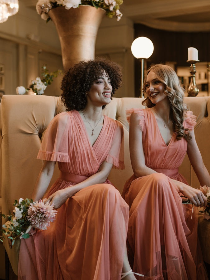 Anaya With Love Recycled Coral Midaxi Dress with Sash Belt