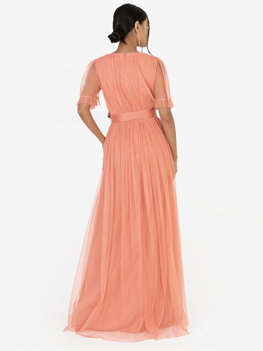 Anaya With Love Coral Faux Wrap Maxi Dress with Sash Belt