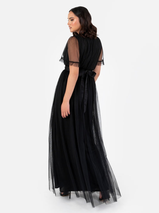 Anaya With Love Recycled Black Faux Wrap Maxi Dress With Sash Belt