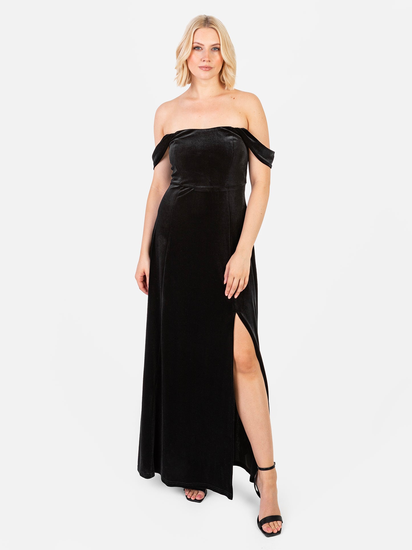 Maya Black Velvet Bardot Dress
