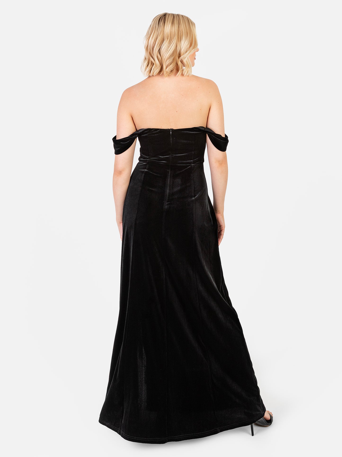 Maya Black Velvet Bardot Dress