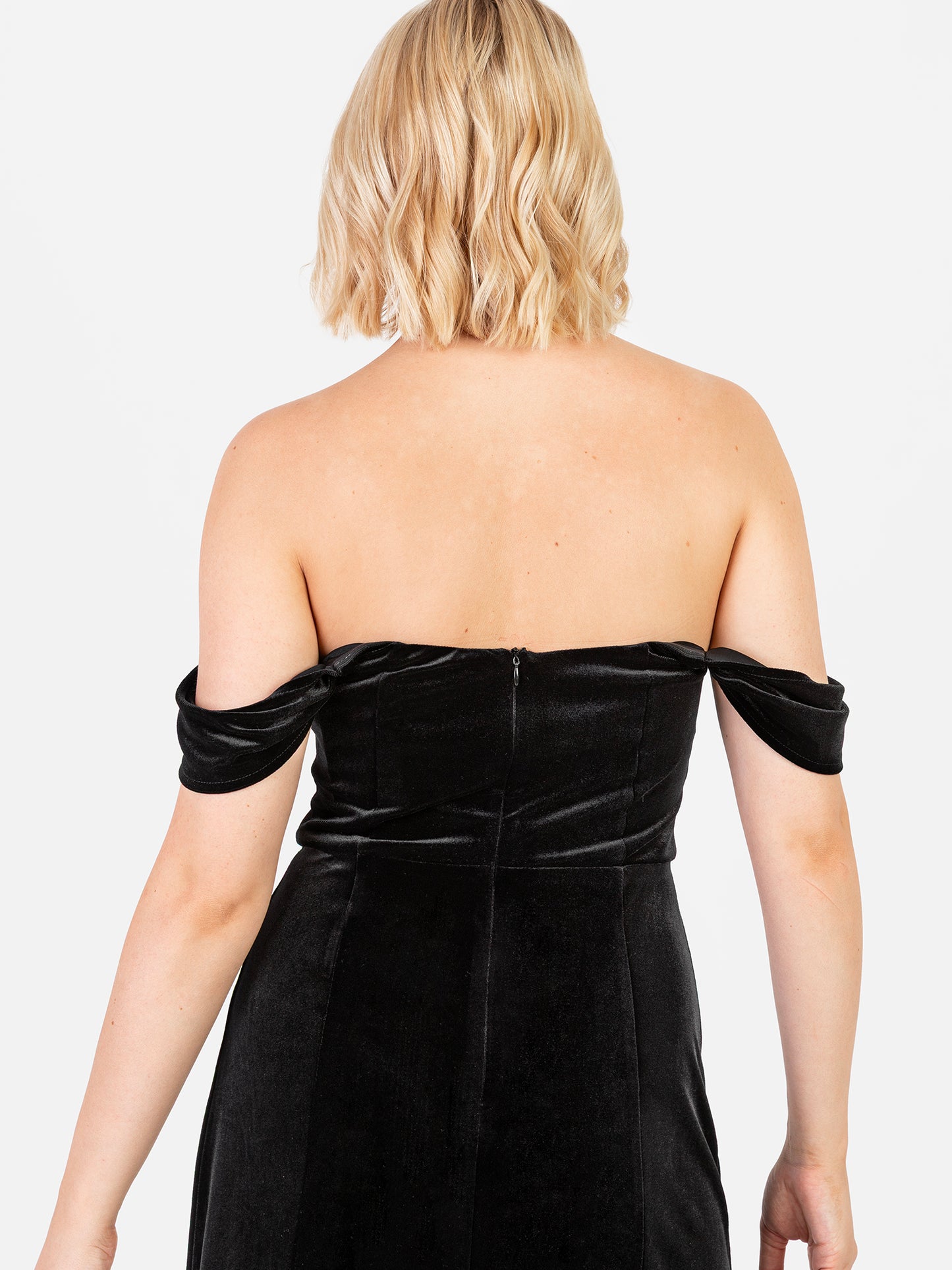 Maya Black Velvet Bardot Dress