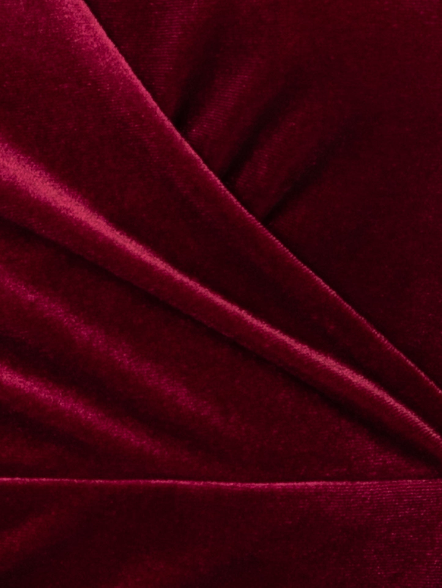 Maya Cranberry Faux Wrap Short Sleeve Velvet Maxi Dress